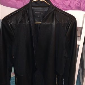 Black leather and suede jacket